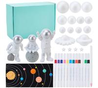 WEBEEDY 25 Pcs Solar System Project Kit Astronaut Solar System Model Foam Ball Kit with Planet Foam Balls, Felt Background, 12 Colors Pigments, for Adults Birthday Unique Gift