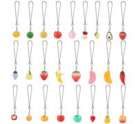 WEBEEDY 25 Styles Fruit Phone Charm Resin Fruit Phone Keychain Hanging Pendants Avocado,Strawberry,Grape,Pineapple,Apple Pendants Easy to Install and Remove Charm for Car,Bag,Wallet, Camera Decor
