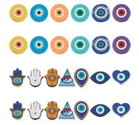 WEBEEDY 26 PCS 13 Styles Evil Eye Silicone Focal Beads Cartoon Devil's Eye Hamsa Hand Focal Beads PVC Soft Bulk Bead for Beadable Pens Keychain Bracelets Jewelry Making DIY Craft,Hole: 3mm