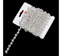 WEBEEDY 3.3 Yard Crystal Applique Strips Bling Rhinestone Chain Trim String Silver Crystal Chain for Bracelets Necklaces Jewelry Making Sewing Embellishments for DIY Dress Clothing Bags(8.5mm)