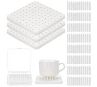 WEBEEDY 3 Pack Kiln Refractory Mat with 180 Pcs Kiln Stilts Support Nails, Reusable White High Temperature Refractory Mat for Pottery Studio, Home, DIY Ceramic Firing Tools Craft Clay Accessories