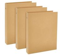 WEBEEDY 3 Pcs A5 Kraft Paper Hardcover 6 Ring Binders, Refillable Planner Journal Notebook Cover Protector for A5 Inserted Sheets Office Meeting Travel Stationery Supplies, 17 x 23 cm