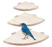 WEBEEDY 3 Pcs Wooden Perch Bird Platform Fan Shaped Flat Perches for Bird Cages 10/15/17cm Wooden Parrot Perch for Small Animal Parakeet Cockatiel Canary Birds Cage Accessories Habitat