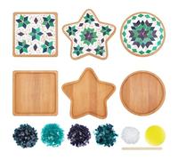 WEBEEDY 3 Set DIY Mosaic Coaster Kit Mosaic Tiles for Crafts Kit Glass Mixed Color Mosaic Kits with Bamboo Coaster for Adults Stained Mosaic Glass Pieces Household Decoration Birthday Gift