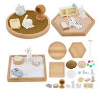 WEBEEDY 3 Sets Cat Mini Zen Garden Kit for Desk, Adorable Animal Sand Garden Meditation Tray Gift Set Funny Desk Sandbox Accessories for Home Office Decor Relaxation Christmas Birthday Gift