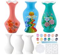 WEBEEDY 3 Sets Ceramic Vases Painting Kit for Adults Beginner Paint Your Own Flower Vase Craft Kit Unpainted White Ceramic Pottery Vase with Butterfly Flower Stencils,Paint,Brushes,Palettes