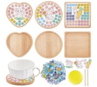 WEBEEDY 3 Sets DIY Easter Mosaic Coasters Kit Easter Bunny Ribbit Mosaic Tiles with Bamboo Coaster Handmade Mosaic Coaster Making Kit with Instruction for Adults Beginners Easter Party Decor,3 Styles