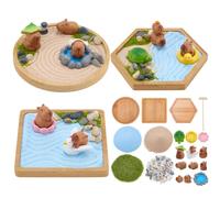 WEBEEDY 3 Sets Mini Capybara Zen Garden Kit Miniature Animal Home Office Tabletop Sandbox Set DIY Sand Garden Tray Kit for Home Room Relaxation and Meditation Christmas Holiday Decoration Gifts