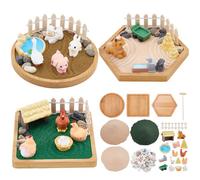 WEBEEDY 3 Sets Mini Zen Garden for Desk, Farm Theme Sand Garden DIY Kit Funny Sandbox Set DIY Meditation Sand Art Decor for Office Home Christmas Fairy Holiday Desktop Decoration Gifts