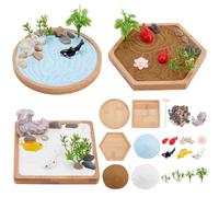 WEBEEDY 3 Sets Mini Zen Garden Sandbox Gift Set Sand Tray Therapy Kit Desk Sandbox for Adults, Japanese Zen Garden with Natural Sand, Rocks, Instruction and Accessories