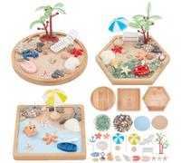 WEBEEDY 3 Sets Miniature Beach Zen Garden Kit Sand Craft Kit Ocean Beach Sandbox Decorations Meditation Mini Zen Garden Accessories for Home Office Desktop Decor Unique Gift