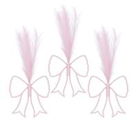 WEBEEDY 3 Sets Pink Bow Room Decor Boho Wall Art Hanging Planters with Artificial Pampas Display Coquette Wall Mounted Planter for Bedroom Living Room Housewarming Party Wedding Home Decor,23x25cm