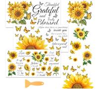 WEBEEDY 3 Sets Sunflower Rub on Transfer for Crafts Furniture Stickers Butterfly Sticker Inspirational Rub on Transfer Sticker for Window Home Decor Cabinets DIY Scrapbooking Housewarming Gift,30x15cm
