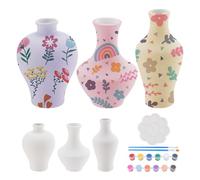 WEBEEDY 3 Sets Vase Ceramic Painting Kit Ceramic Vase Art Pottery Painting Kit for Adults Beginners, Paint Your Own Porcelain Vases Craft for Desk Table Home Decor Birthday Creative Gift Fun Activity