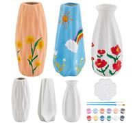 WEBEEDY 3 Sets Vase Pottery Painting Kit Paint Your Own Vase Ceramic Painting Kit for Adults Unpainted Vase with Rhombus Edge for Art Painting Party Birthday Gift Fun Activity Home Decor (3 Shapes)