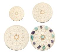 WEBEEDY 3 Size Astrology Crystal Grid 12 Zodiac and Constellation Wooden Boards Round Crystal Grid Plate for Astrology Wheel Wooden Crystal Tray for Shelf Desktop Party Pathering Supplies, 25/20/15cm