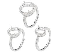 WEBEEDY 3 Sizes Adjustable Silver Ring Base Blanks, 4 Claw Prong Settings for Jewelry Making Kit, Women's Finger Rings, Valentine's Day Gift DIY Crafts