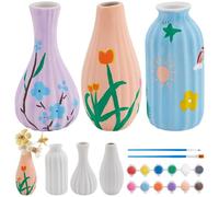 WEBEEDY 3 Sizes Ceramic Pots Paint Kit DIY Ceramic Vase Kit for Adults Beginner Paint Your Own Ceramic Pottery Unpainted White Ceramic Vase Decorating Kit for Desk DIY Activity Christmas Birthday Gift