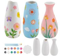 WEBEEDY 3 Sizes Ceramic Pots Paint Kit Paint Your Own Ceramic Pottery Paint Vase Art Craft Project for Adults Beginner Porcelain Vase Decorating Kit for Desk DIY Activity Christmas Birthday Gift