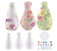 WEBEEDY 3 Styles DIY Ceramic Vase Paint Kit Unpainted White Ceramic Pottery Vase for Adults Beginner Paint Your Own Porcelain Vases for Home Kitchen Table Decoration DIY Art Craft Birthday Gift