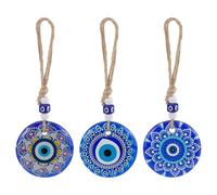 WEBEEDY 3 Styles Evil Eye Wall Hanging Blue Mandala Turkish Protection Charm Floral Design Evil Eye Beads Wall Decor Large Turkish Nazar Amulet for Car Home Office Decor Birthday Gift, 7.8x20cm
