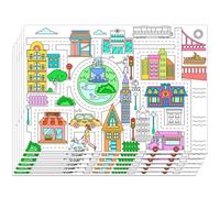 WEBEEDY 30 Pack Coloring Placemat, Color Your Own Placemats DIY Drawing Mat Coloring Dining Tablecloth Painting Mats for Outdoor Activity Picnic Restaurant Party Decor Gift,40x28 cm(City Street Theme）