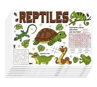 WEBEEDY 30 Pcs Animal Coloring Placemats Reptile Themed Coloring Activity Sheets Paper Mat Bulk for Home Kitchen Dining Table Place Mats Birthday Party Decoration Supplies, 40x28 cm