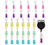 WEBEEDY 30 Pcs Bear X Ray Badge Charms Cute Animal Pendant with Lobster Claw, 5 Colors Nurse Keychain Decorations for RN Nursing Hospital Nurse Week Christmas Birthday Party Decoration