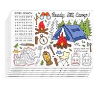 WEBEEDY 30 Pcs Camping Theme Coloring Paper Placemats Bulk Color Your Own Placemats Colouring Table Cloth for Home Kitchen Restaurant Christmas Tea Party Decorations Supplies, 40x28 cm