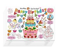 WEBEEDY 30 Pcs DIY Coloring Placemats, Happy Birthday Cake Theme Dining Table Placemats Set Color Your Own Table Mats Crafts for Dinner Outdoor Activity Party Birthday Home Decor, 40 x 28 cm