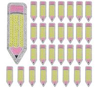 WEBEEDY 30 Pcs Pencil Iron on Patches with Sequin Embroidery Iron on Patches Bulk for Backpacks Clothes Hats Jeans Teacher Appreciation DIY Christmas Craft Decoration, 3x0.9 inch