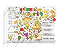 WEBEEDY 30 Pcs Pizza Party DIY Coloring Placemats Sheets Tea Party Colouring Table Cloth Mat for DIY, Dining Table Cloth Colour Your Own Place Mats Decoration for Birthday Supplies, 40x28 cm