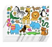 WEBEEDY 30 Sheets Animals Coloring Placemats DIY Coloring Poster Sheets Elephant Giraffe Paper Place Mats for Home Kitchen DIY Dining Table Cover Birthday Party Decoration, 40x28 cm
