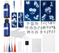 WEBEEDY 30 Sheets Cyanotype Printing Paper & 10 Pcs Bookmarks for Cyanotype,Sun Art Drawing Paper Kit High Sensitivity Nature Drawing Printing for Flower Press Adults DIY Project(Leaves & Dandelion)