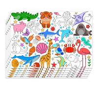 WEBEEDY 30 Sheets DIY Coloring Placemats Animal Colouring Table Cloth Mat, Color Your Own Dining Tablecloth Painting Table Mats for Coaster Kitchen Restaurant Tea Party Home Decor,40 x 28 cm