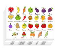 WEBEEDY 30 Sheets Food Alphabet Coloring Paper Placemat, 15.7x11 Inch DIY Coloring Sheets Table Mats Fruits & Veggies from A to Z for Home Kitchen Dining Table Cover Birthday Party Decor, 40x28 cm
