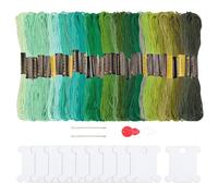 WEBEEDY 30 Skeins Green Gradient Embroidery Floss Cross Stitch Thread with 10 Floss Bobbins, 2 Embroidery Needles and Threader for Hand Sewing Needlework DIY Crafts Christmas Home Decoration
