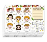 WEBEEDY 30pcs Disposable Coloring Placemats, Pray Cross Large DIY Colouring Sheets Paper Table Mats Themed, Fun Religious Activity Colour in Placemats for Sunday School, Church, Table Decor