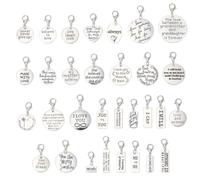 WEBEEDY 31 Styles Antique Silver Inspiration Words Charms Clip on Charm Pendants for Jewelry Making Words Dangle Charms Pendant with Lobster Clasp for Bag Purse Keychain Shoe Decor DIY Crafts