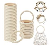 WEBEEDY 36 Pcs Natural Wooden Rings for Crafts 10mm/4 inches Unfinished Solid Wood Circles for Macrame Hanging DIY Crochet Knitting Pendant Connectors Dreamcatcher Hamdmade Gift, 3.9 Inch Diameter