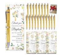 WEBEEDY 36 Sets Baptism Theme Thank You Gift Set Bulk Ballpoint Pen with Inspirational Cards Christian Gift for Godparents Guests Church Members Baptism Keepsake Shower Party Favors