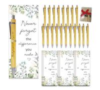 WEBEEDY 36 Sets Positive Pens Gift Bulk Bamboo Pen with Inspirational Card Employee Appreciation Gifts Thank You Pen Cards Gift Set for Employee Teacher Appreaciation Gifts Graduation Back to School