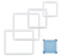 WEBEEDY 4 Pack Embroidery Hoops Plastic Cross Stitch Snap Frames White Square/Rectangle Universal Snap Hoops for Hand Quilting Durable Needlework Supplies Christmas Unique Gift,4 Sizes