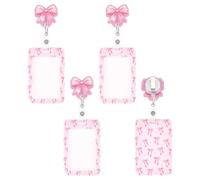 WEBEEDY 4 Pack Pink Bow Badge Reel Buddy Set Retractable ID Badge Holder for Nurses, Badges Holder Reels with Swivel Alligator Clip Pink Gift for RN CNA LVN LPN Healthcare Workers Teacher Office