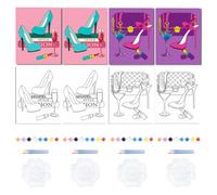 WEBEEDY 4 Pack Pre Drawn Canvas for Painting, High Heel Sip and Paint Kit Pre Printed Sketched Canvas for Date Night Party Favor Ready-to-Paint Art Set Anniversary Birthday Decor Gift (20x25cm)