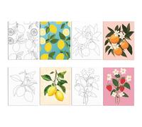 WEBEEDY 4 Pack Pre Drawn Canvas Fruit Canvas for Painting, Lemon Orange Strawberry Pre Printed Canvases Outline Canvas Painting Boards for Adults Paint and Sip Party Favor Date Night Party,20x25cm