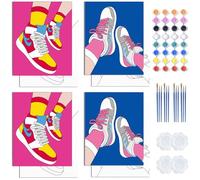 WEBEEDY 4 Pack Pre Drawn Canvas Sneaker Painting Kit 8x10 Inch Pre-Sketched Sports Shoes Canvas for Adults, Sip and Paint Kit for Valentine's Day Wedding Date Night Christmas Party Favor Gift,20x30cm