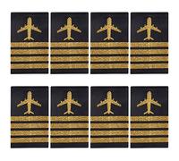 WEBEEDY 4 Pairs Airline Pilot Captain Uniform Epaulets Professional Uniform Bars Airline Pilot Epaulets Aviators Shoulder Boards Epaulets with Gold Airplane for Cosplay Party Stage Performance