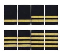 WEBEEDY 4 Pairs Professional Pilot Uniform Epaulets Airline Pilot Aviators Uniform Shoulder Boards Epaulets with Gold Stripe Embroidered Epaulets Halloween Costume Accessories(One,Two,Three,Four Bars)