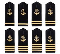 WEBEEDY 4 Pairs Professional Uniform Bars Shoulder Boards Epaulets Gold Anchor Hardboard Captain Mate Navy Fleet Admiral Uniform Halloween Cosplay Epaulette, One Bar, Two Bars, Three Bars, Four Bars